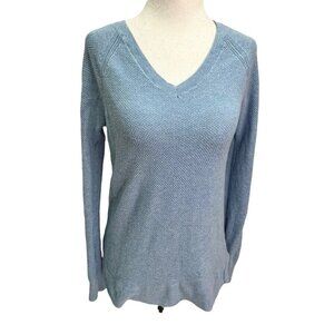 GAP Blue Cotton V-Neck Lightweight Long Sleeve Size S